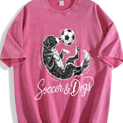Soccer and Dogs Vintage Washed T-Shirt in Red