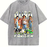 Aura Farmer Meme 90s Bootleg Aura Farming Parody Vintage Washed T-Shirt in Gray