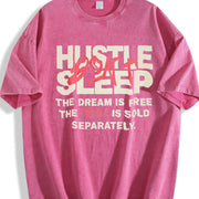 Hustle Don't Sleep Vintage Washed T-Shirt in Red