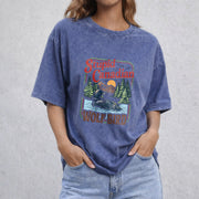 Stupid Canadian Wolf Bird vintage washed oversized T-shirt in Blue