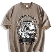 Black Loose Vintage Washed T-Shirt in Brown
