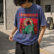 Horrors Are Never Ending Vintage Washed T-Shirt in Blue