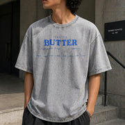 Salted Butter Retro Vintage Washed T-Shirt in Gray