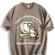 Popular AI Frog Vintage Washed T-Shirt in Brown