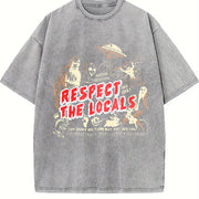 Respect The Locals Cryptids Folklure Bigfoot Alien vintage washed oversized T-shirt in Gray
