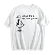 Serious Goose Meme Cotton T-Shirt in White