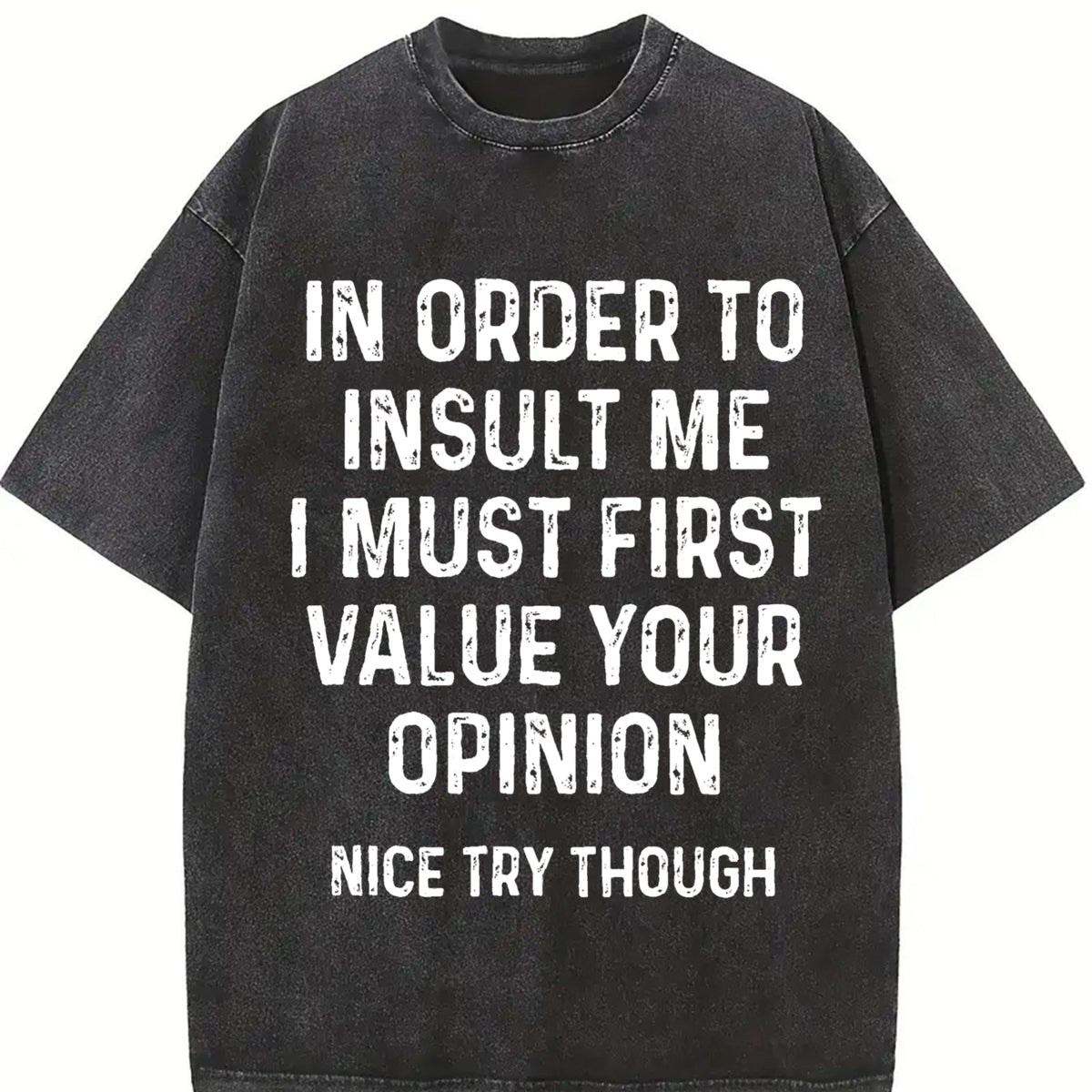 In Order To Insult Me I Must First Value Your Opinion vintage washed oversized T-shirt in Black