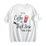 Letter Coffee for Spring Cotton T-Shirt in White