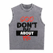 God Don't Play About Me Vintage Washed Tank Top in Gray