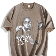 SZA Portrait Vintage Washed T-Shirt in Brown