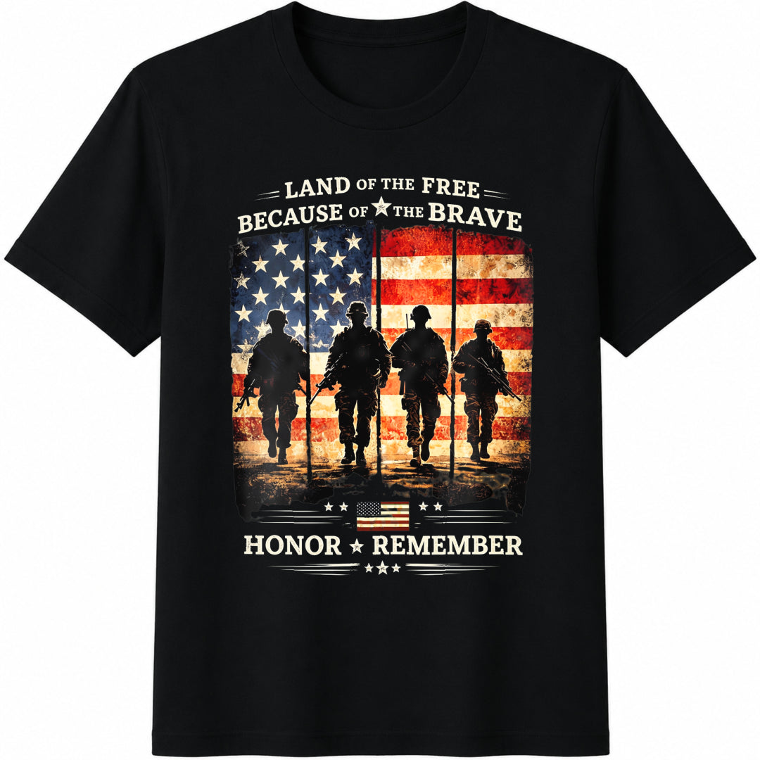 Land of the Free America Cotton T-Shirt in Black