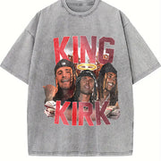 King Kirk Charlie From Oblock Kirkify Character Inspired vintage washed oversized T-shirt in Gray