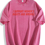 Batik I Support Rights And Wrongs Slogan S-5XL Fit vintage washed oversized T-shirt in Red