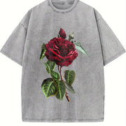 Red Rose Vintage Washed T-Shirt in Gray