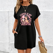 Valentine's Day Dress Cotton T-Shirt in Black