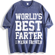 World's Best Farter I Mean Father vintage washed oversized T-shirt in Blue