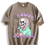 Introvert Vibes for Weekend Warriors Vintage Washed T-Shirt in Brown