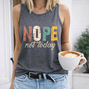 Nope Not Today Women's Color Cotton Tank Top in Gray