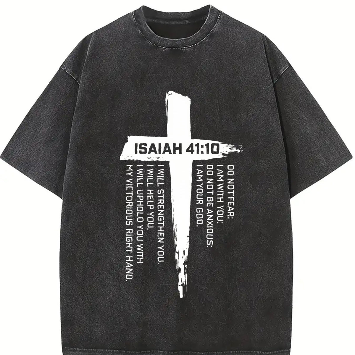 With Bible Verses & Cross Vintage Washed T-Shirt in Black