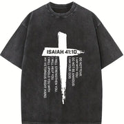 With Bible Verses & Cross Vintage Washed T-Shirt in Black