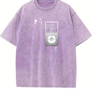 MUSIC TO MY EARS vintage washed oversized T-shirt in Purple