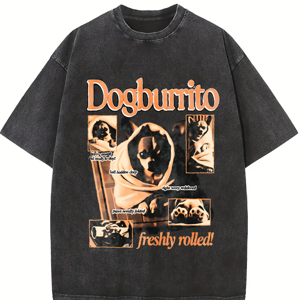 Dog Meme 90s Wrapped Pup Vintage Washed T-Shirt in Black