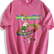 Victor Wemby Space Monstar Basketball Jam 90's Style vintage washed oversized T-shirt in Red