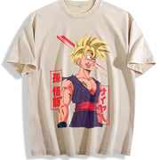Super Saiyan Warrior Gohan Vintage Washed T-Shirt in Beige