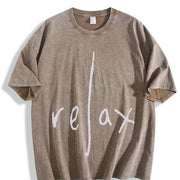 1pc Lelax Vintage Washed T-Shirt in Brown