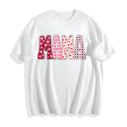 Valentines Mama Mom Love Cotton T-Shirt in White