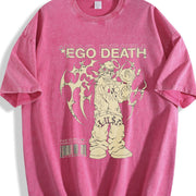 Ego Death Lust Anime Sleeveless Tank Vintage Washed T-Shirt in Red