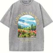 North Carolina Smoky Mountain National Park Vintage Washed T-Shirt in Gray