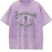 Blindfolded Beige Grunge Vintage Washed T-Shirt in Purple