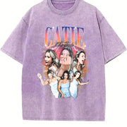Reality TV Women Collage Vintage Washed T-Shirt in Purple