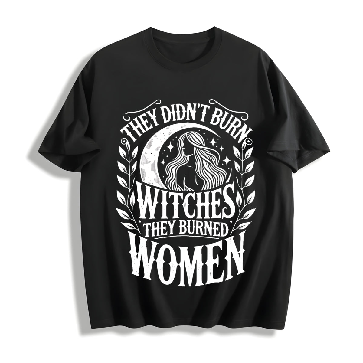 They Didn't Burn Witches Cotton T-Shirt in Black