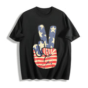America Peace Freedom Cotton T-Shirt in Black