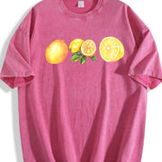 Lemon 90s Retro ® Y2k Lemon Cute Vintage Washed T-Shirt in Red
