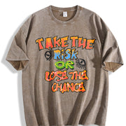 Take the Risk Vintage Washed T-Shirt in Brown