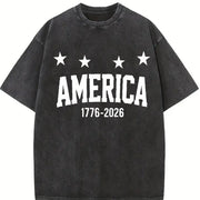 America 1776-2026 Vintage Washed T-Shirt in Black