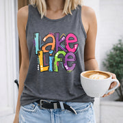 Lake Life Women's Color Cotton Tank Top in Gray