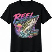 Fishing Reel Addiction Cotton T-Shirt in Black