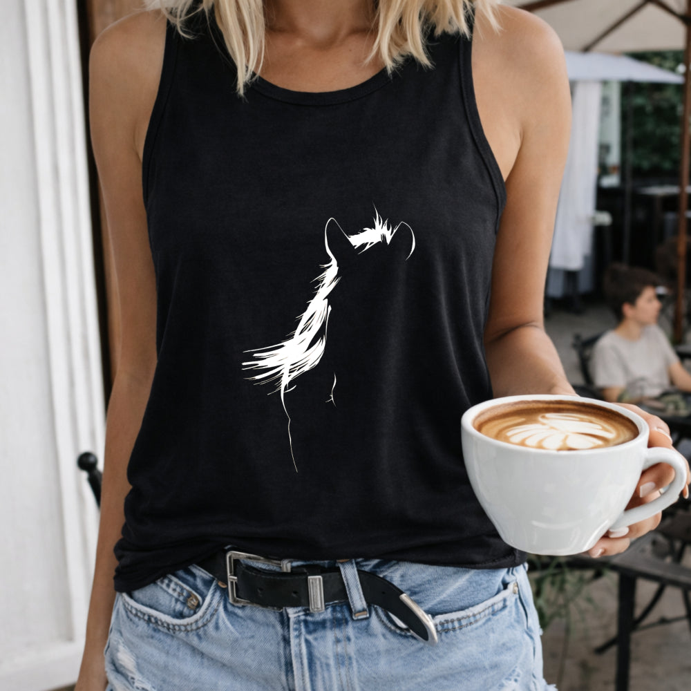 Feather Women's Color Cotton Tank Top in Black