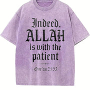 Qur’an 2:153 – Faith with Bold Patience Verse Christian vintage washed oversized T-shirt in Purple