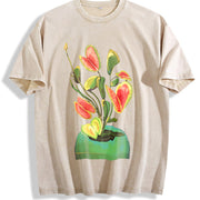 Water a Carnivorous Plant Vintage Washed T-Shirt in Beige