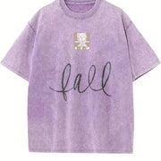 Cozy Fall Autumn Season Favorite Word Vintage Washed T-Shirt in Purple