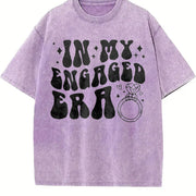 In My Engaged Era Engagement Vintage Washed T-Shirt in Purple