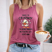 Sorry I'm Cranky Terrible 60s Women's Color Cotton Tank Top in Red