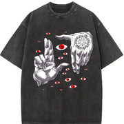 Occult Hand & Eye Sleeveless Tank Vintage Washed T-Shirt in Black