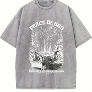 PEACE OF GOD Vintage Washed T-Shirt in Gray