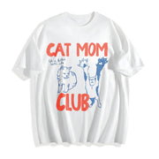 Cat Mom Cat Mama Cotton T-Shirt in White